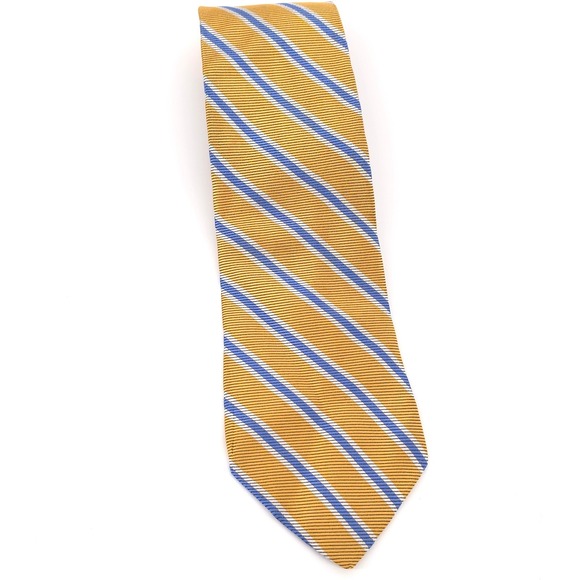 Brooks Brothers Other - Brooks Brothers Mens Makers Tie Silk Gold Blue White Repp Stripe Made in USA